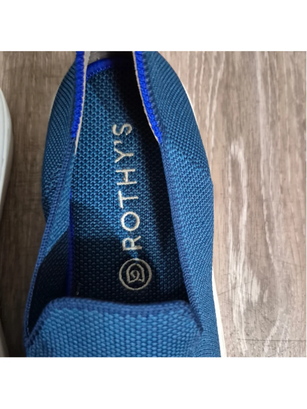 Women's Rothy's Slip-On Flats in Blue and White 5.5